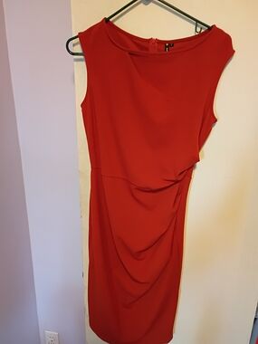 Miusol Orange Sleeveless Midi Sheath Dress M